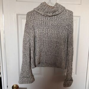 Free People Cozy Cream Marled Turtleneck Sweater